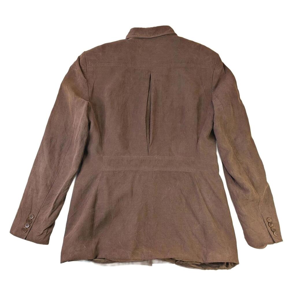 Ralph Lauren Women’s Size 4 Brown Silk & Linen Button Up Blazer Jacket - Picture 2 of 9